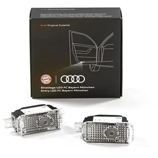 Audi Einstiegs-LED FC Bayern-Logo und Audi Ringe Logo Bayern Fußball, nur für Fahrzeuge mit serienmäßigen LED Einstiegsleuchten (schmaler Stecker)