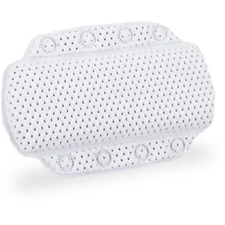 Relaxdays Badewannenkissen, Badekissen mit Saugnäpfen, Spa, Wannenkissen für Kopf & Nacken, 19,5 x 30,5 x 3,5 cm, weiß