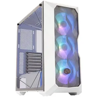 Cooler Master MasterBox TD500 Mesh - ARGB-PC-Gehäuse mit 3 vorinstallierten Lüftern x 120 mm, gehärteter Glas-Seitenwand, flexiblen Luftstromkonfigurationen - Weiß