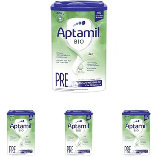 Aptamil Bio Pre – Anfangsmilch von Geburt an – Pflanzliche Öle ohne Palmöl – 1 x 800 g (Packung mit 4)