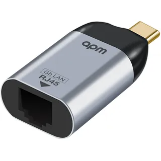 APM USB-C auf RJ45 Gigabit Ethernet Adapter, USB 3.0, 1000 Mbps, Stecker/Buchse, kompaktes Aluminiumgehäuse, Plug & Play, kompatibel mit PC, MacBook, Tablet, Router 570387