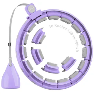 Smart Fitness Hoop Reifen mit Taillenband für Erwachsene & Anfänger – Leiser Hula-Hoop zum Abnehmen, mit Gewichtskugel und Noppen, Fitness Hoop, der Nicht herunterfällt (Violett)