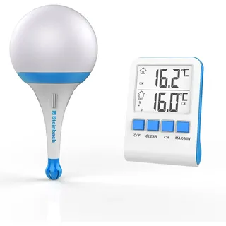 Steinbach Solarleuchte mit Funkthermometer blau