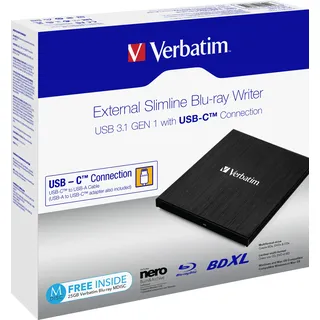 Verbatim Slimline Blu-ray Writer USB 3.1 GEN 1 USB-C