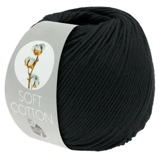 Lana Grossa Soft Cotton Häkelwolle, 140 m schwarz