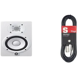 Yamaha HS 8 – Referenz-Studio-Monitor-Lautsprecher für Produzenten, DJs und Musiker – Schwarz & Stagg SAC3PXM DL DLX PLG-XLRm 10 Fuß Audio Kabel, 3m,Schwarz
