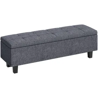 Homcom Sitzbank Stauraum Polsterbank Leinenoptik Bettbank mit Holzbeinen, Schuhbank für Schlafzimmer, Wohnzimmer, Flur 138 x 40 x 45 cm, Dunkelgrau
