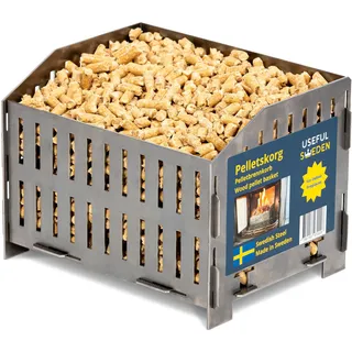 kranz invest ab Pelletbrennkorb – Verbrennen von Holzpellets im Holzofen oder im offenen Kamin, Schwedischer Stahl, 17,7 x 24,0 x 17,0 cm Tiefe x Breite x Höhe, 2kg, Notfall Camping Ofen