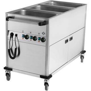 Bain-Marie Wagen mobiler Warmhalter Wasserbad beheizter Schrank 3xGN1/1 1300x650x900mm