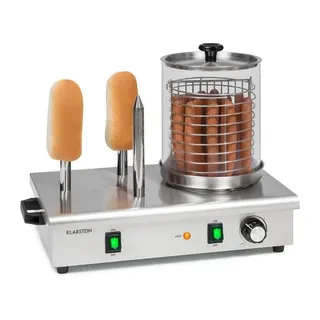 Klarstein Wurstfabrik 600 Hot Dog Maker, 600 Watt, 3 Heizspieße, Temperaturregler 30 Ø 100 °C, Glaszylinder: Ø 20 cm, Edelstahlkäfig: Ø 17 cm,