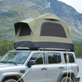 VILLESTON Aufblasbares Dachzelt für Auto und Truck,2 Personen Dachzelt aus Wasserdichtem 300D Gewebe,Winddichtes Design für Outdoor Abenteuer,Armeegrün