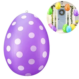 Ostereier XXL zum Aufhängen Outdoor, 40cm Aufblasbare Deko Eier Groß Osterdeko Outdoor Ostereier Deko Osterdekoration Ostern Dekoration für Draußen Garten (Lila)