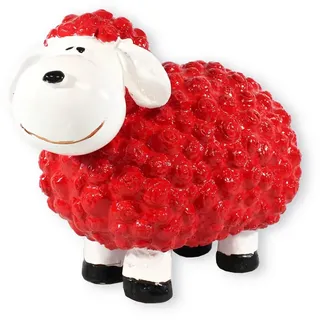 colourliving Tierfigur Schaf Figur stehend Schafigur lustige Gartenfigur Gartendekoration, handbemalt, wetterfest, lustige Gartendekoration rot
