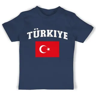 Shirtracer T-Shirt Türkiye Schriftzug mit Flagge, Türkei, Turkey, Türkisch 2024 Fussball EM Fanartikel Baby blau 12/18 Monate