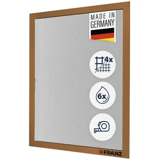 Fliegengitter nach Maß für Fenster – Insektenschutz Spannrahmen, vormontiert, ohne Bohren, maßgefertigt, Aluminium-Profile, Profiqualität, Made in Germany (Ocker, 60 x 70 cm)