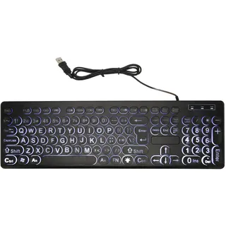 Tastatur mit Großem Druck und Hintergrundbeleuchtung, 104 Tasten, die für Senioren Leicht zu Sehen und zu Tippen Sind, Kontrastreiche, Beleuchtete Tastatur für ältere oder