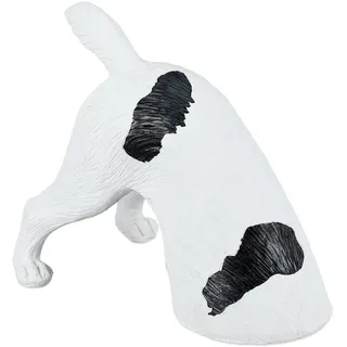 Relaxdays Gartenfigur Hund, buddelnder Terrier, HxBxT: 23 x 28 x 17 cm, Polyresin, wetterfeste Gartendeko, weiß/schwarz