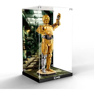 cooldac Acryl-Vitrine kompatibel mit Lego Star Wars 75398 c3po, Staubdichtes Transparentes HD Backdrop Display Case kompatibel mit Lego c3po 75398 Baukasten(Nur Box, Kein Modell)