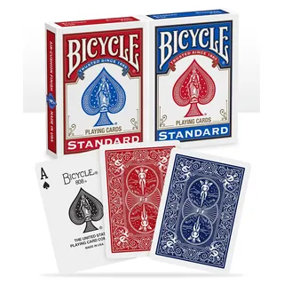 Bicycle 1001781 Kartendeck Standard 2er-Pack Rot & Blau Rommé-Karten, Pokerkarten, Zauberkarten/Klassische Rider Back Rückseite/hochwertiges Kartenspiel, ab 10 Jahren, Poker