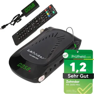 Zehnder HX 2600 Mini Digital Sat Receiver mit Aufnahmefunktion, HD fähig, für Satellitenschüssel Satelliten Satellit TV Fernseher, mit HDMI & le...