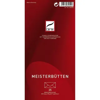 Dfw Briefumschlag Meisterbütten - DIN lang, gefüttert, 80 g/qm, 25 Stück