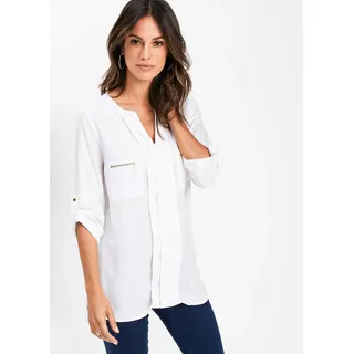 bonprix Tunika BONPRIX, Damen, Gr. 48, weiß, Obermaterial: 100% Viskose, figurumspielend, Tuniken, figurumspielende Passform, mit langem Arm, mit eingelegten Falten