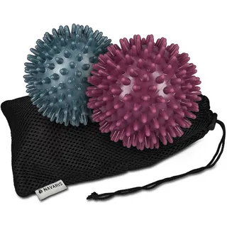 Navaris 2x Massageball Igelball klein Igelbälle Set für Hand Fuß Rücken - Massage Ball Ø 8cm medium & hart - Igelball Fußmassage - 2x Ball mit Noppen Faszienball Füße