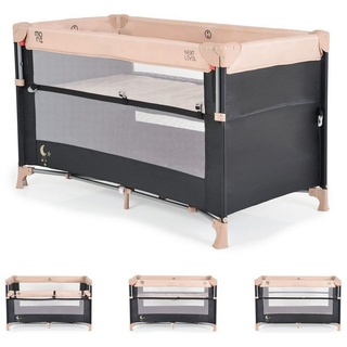Moni Reisebett Next Level, 2 Ebenen, Matratze, Seite zum klappen, Beistellbett beige