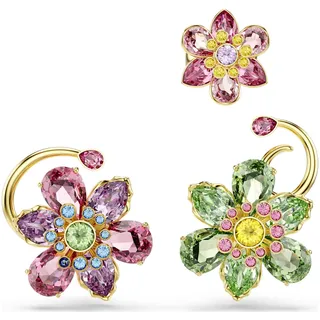 Idyllia Ohrspange, Set (3), asymmetrisches Design, verschiedene Schliffe, Blume, Mehrfarbig, 18K Goldbeschichtet | OS