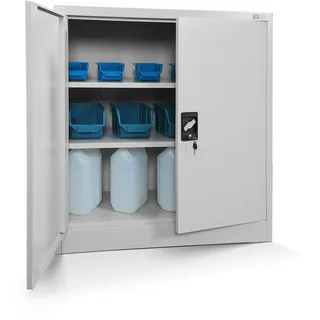 Jan Nowak Kleiner Aktenschrank C001B Büroschrank Metallschrank Lagerschrank Pulverbeschichtet Stahlblech 93 x 90 x 40 cm Grau