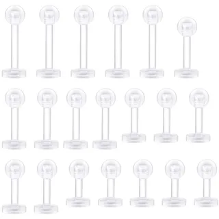 ZAMXHUG 20pcs Plastik Lippenpiercing Labret Stecker 1,2mm Flexibel Piercing Lippe Monroe Helix Retainer, Piercing stecker Flexibles Acryl für Frauen Männer 6mm/8mm/10mm/12mm
