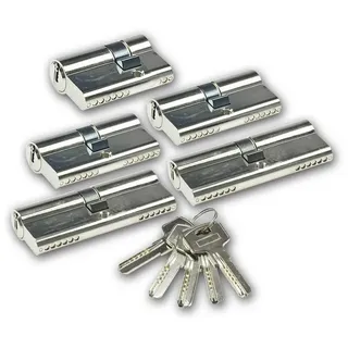 ChiliTec Schließzylinder-Set 5 30/10-30/30-30-40 Profil-Zylinder, 5 Sicherheits-Schlüssel