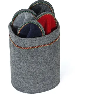 Pantoffelmann Gäste Pantoffelkorb in 4 Farben Gästeset Filzpantoffel Herren Damen Hausschuhe warme leichte Filzlatschen grau - Grau