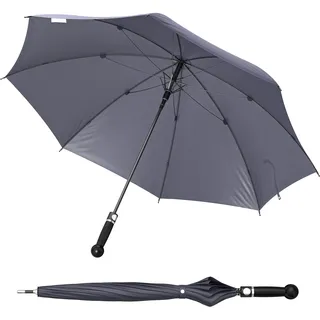 Sicherheitsschirm XXL mit Videokurs | Stabiler Premium-Herrenregenschirm | Knauf Buche schwarz | 103 cm - 103 cm
