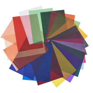 Camnoon 20 Stück 25 * 25 cm Gel Farbfilter Farbkorrektur-Gel-Lichtfilterblatt, Farbkorrekturfilter-Kit Transparente Farbige für Fotografieren Strobe Blitz Videoaufnahmen