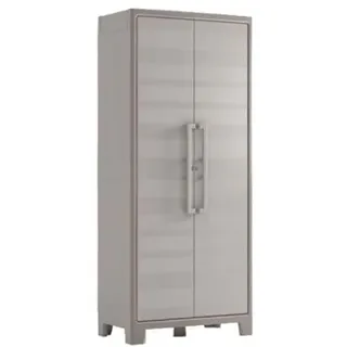 Keter Gulliver Kunststoffschrank / Besenschrank, Utility, beige, 80 x 44 x 182 cm, inkl. Einlegeböden, für drinnen und draußen geeignet, UV- und wasserbeständig (IPX3)