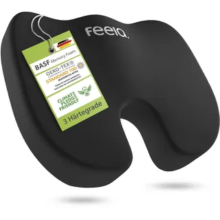 feela Sitzkissen Orthopädisches Auto-Sitzkissen – entlastet Rücken & Steißbein, Mehr Komfort auf langen Fahrten – fördert Haltung & entspanntes Sitzen schwarz