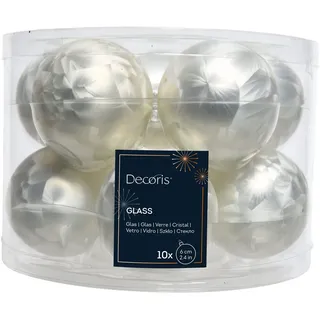 Kaemingk Christbaumkugeln Weiß Eislack – 6 cm aus Glas - 10er Set