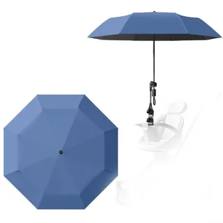 Sonnenschirm für Kinderwagen mit UV-Schutz, LSF 50+, 100 cm Durchmesser, kompatibel mit den meisten Kinderwagen, Clip-On-Design für sicheren Sitz (blau)