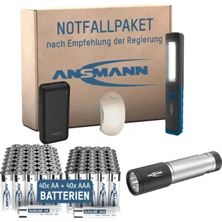 Ansmann Blackout Stromausfall Notfallpaket mit PowerBank, Lichter und Batterie - Schwarz