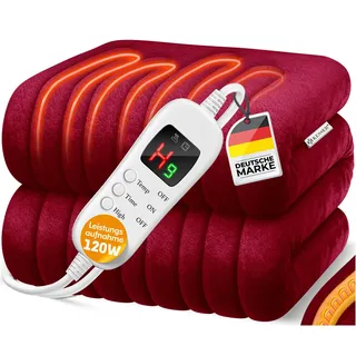 Kesser KESSER® Heizdecke aus Plüsch TÜV SÜD GS geprüft elektrische Wärmedecke mit Timer Abschaltautomatik Kuscheldecke 9 Temperaturstufen waschbar bis 40°C Digitalanzeige