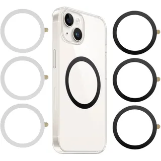 6 Stück Magnet Ring Aufkleber für MagSafe Ring Metallringe Selbstklebend Magnetring für Handyhülle Universal Magnetring Handy Magnetic Phone Sticker Kompatibel mit iPhone Samsung Android Phone Cases