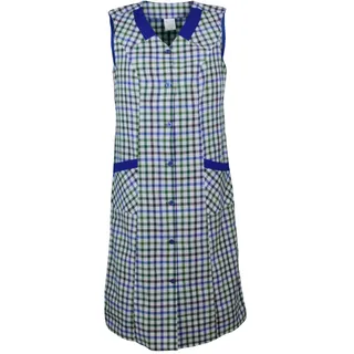 Schuerzenfabrik Knopfkittel Damen Mischgewebe kariert Schürze ohne Arm Kochschürze Kittelschürze, Größe:60, Design:Design 1 - 60