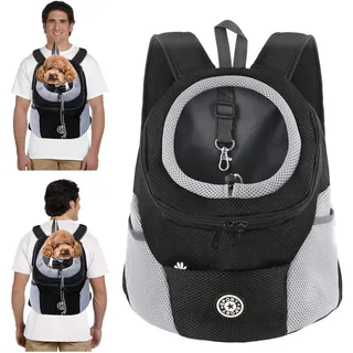 PETCUTE Hundetragerucksack,Verstellbarer Haustier Rucksack für Kleine Hunde und Katzen,Gepolsterter Schultergurt,Wasserdichter Boden,Atmungsaktiv,Haustier-Fronttasche mit Sicherheitshaken,zum Wandern