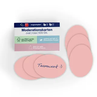 Magnetoplan Kommunikationskarte oval, 190 x 110 mm, 500 Stück, rosa, oval 192 x 111 mm, 500 BL