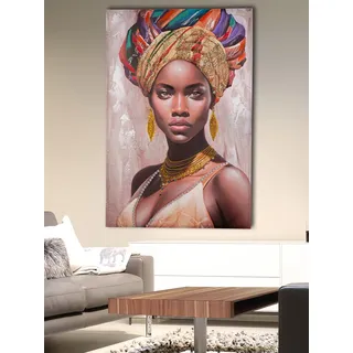 GILDE Deko großes Bild XXL Wandbild Wohnzimmer groß - Leinwandbild - Wanddekoration rechteckiges Frauenbild auf Lein Wand 3D Optik - mehrfarbig 80 x 120 cm