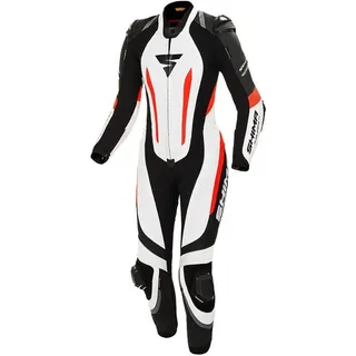 SHIMA Miura RS Damen 1-Teiler Motorrad Lederkombi, schwarz-weiss-rot, Größe 32