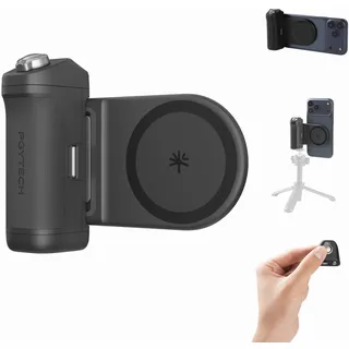 PGYTECH MagCam 2 Smartphone-Griff, 3-in-1 Modular-Kit, Bluetooth-Fernbedienung & Ladegriff & MagSafe Magnetischer Wireless-Ladeständer, für iPhone 12–17/Android 14 (Schwarz)