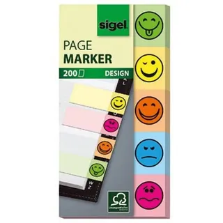 Sigel DESIGN Haftmarker farbsortiert "Smiley" 5x 40 Streifen