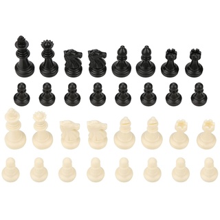 OKJHFD Standard-Schachfiguren, International 32 Standard-Schachfiguren, Ersatz-Turnier-Schachfiguren, Schwarz-Weiß-Set, Kunststoff-Klappbrett-Set, Schwarz-Weiß, Für Erwachsene, Voller Besetzung Ohne C